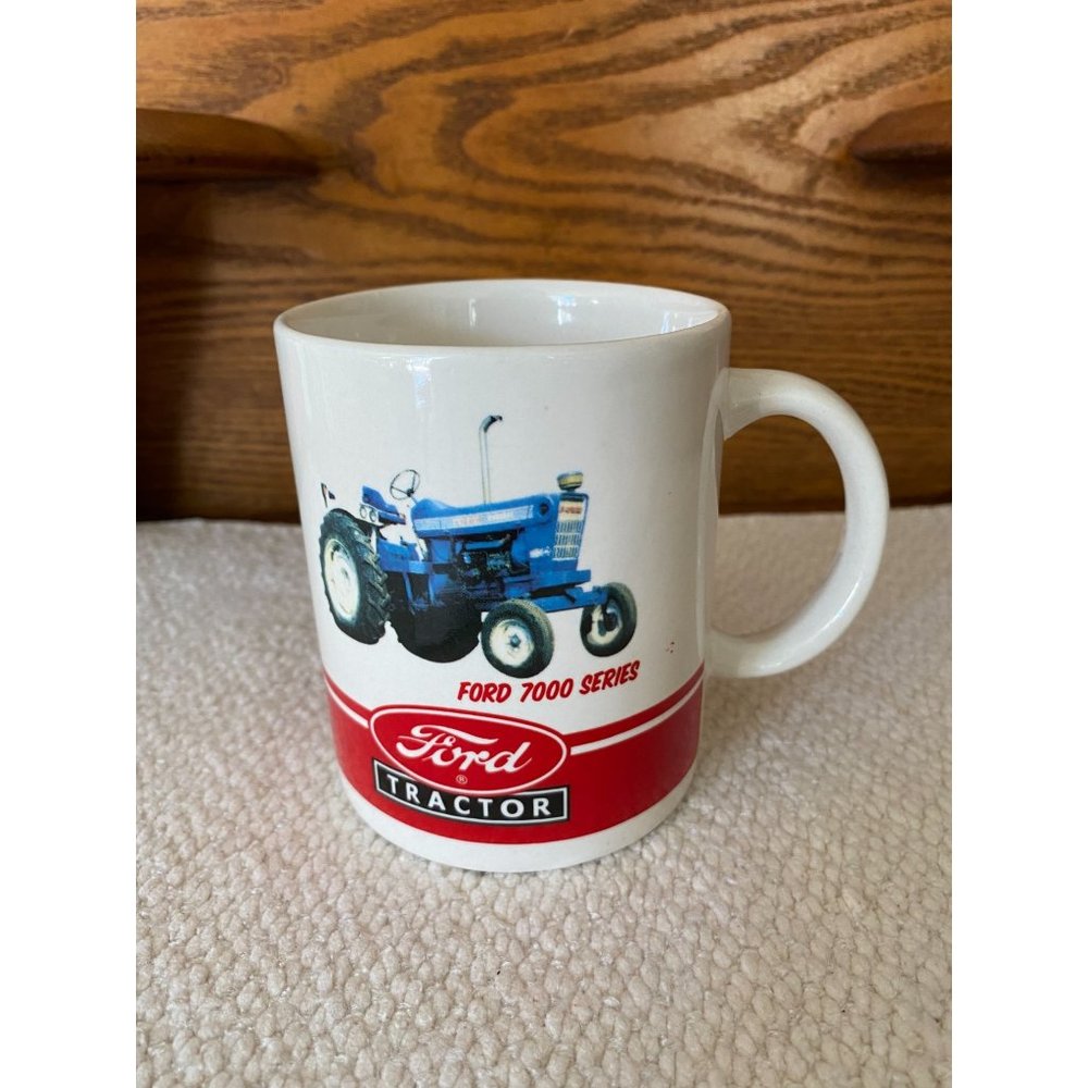 Ford Tractor 7000 Series Red Blue Black Coffee Mug